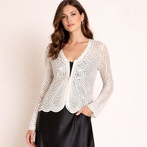 Vintage Alexandra Rosati Sheer Ribbon Mesh Jacket | Ivory Art Deco Zip 💕